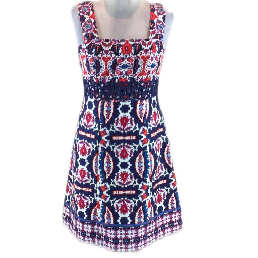 Taylor Dress Red/White/Blue Empire Waist Retro Chic Boho Americana  Sz 14